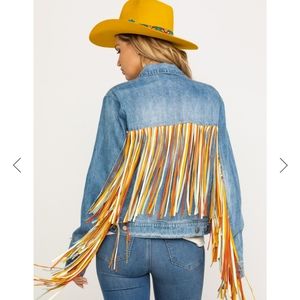 HONEY CREEK BY SCULLY fringe jean jacket size XXL New